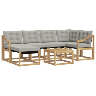 vidaXL Conjunto De Sof&aacute;s De Exterior 7 Pcs Blanco Y Gris Claro Vidaxl