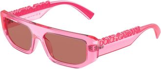 Dolce & Gabbana Rechthoekige Zonnebril - unisex - Zonnebrillen - Roze - 56 MM - Accessoires