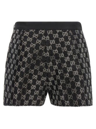 Gucci GG Lam&eacute; Tweed with Crystal Embroidery Shorts - Black