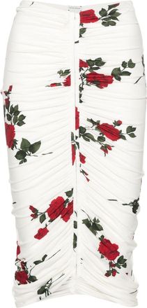 Magda Butrym rose-print ruched midi skirt - women - Polyamide/Elastane - 34 - White