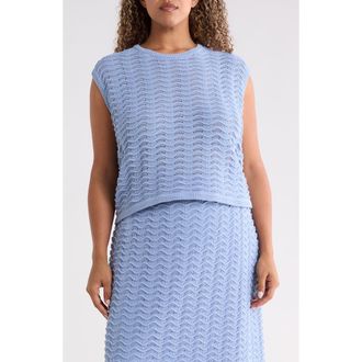 Bernardo Wave Pointelle Knit Sweater in Blue Heron at Nordstrom, Size 2X