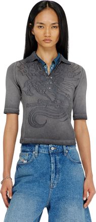 Diesel Slim polo with d&eacute;vor&eacute; print - Polos - Woman - Grey
