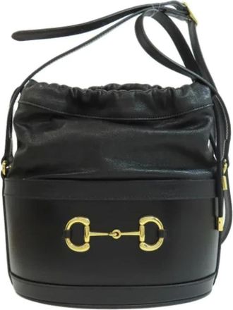 Gucci Pre-owned Bucket Bags, female, Black, Size: ONE SIZE Pre-owned Leather gucci-bags