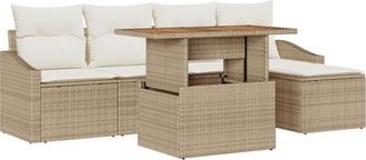 vidaXL Conjunto De Comedor De Jard&iacute;n Con Coj&iacute;n Beige, Crema Vidaxl