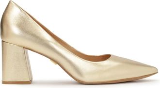 Kazar Gouden pumps met een brede hak - Dames - Pumps - Geel - 35 EU - Leer - Schoenen