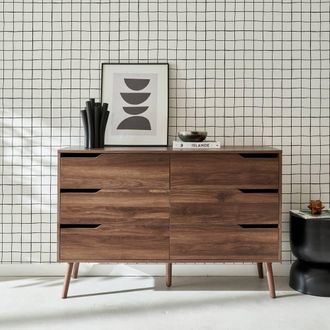 Sweeek 6-drawer Chest With Wood Effect in Walnut