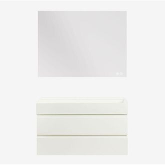 Sklum Conjunto De Mueble De Ba&ntilde;o En Madera Y Chapa De Fresno Con Lavabo Integrado Ona Sklum