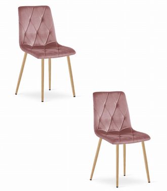 OEM Silla Libra - Terciopelo Rosa / Patas Color Madera X 2