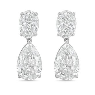 Diana M. Jewels 14KW WG 10.00 Ct TW of Lab grown oval and pear shape diamond drop earrings