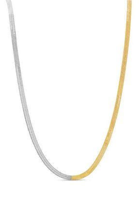 SHYMI Two-Tone Herringbone Chain Necklace in Gold Silver at Nordstrom, Size 16