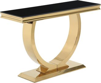 Pascal Morabito Consola de vidrio templado y acero inoxidable - Dorado y Negro - ROWAN de Pascal Morabito