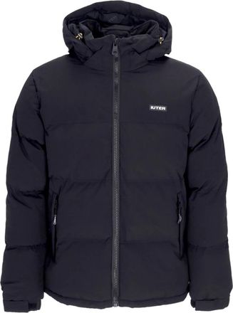 Iuter Zwarte Puffer Donsjas met Verstelbare Capuchon - Heren - Gewatteerde jassen - Zwart - XL - Polyester - Jassen