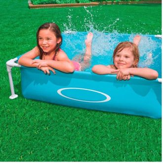 Trade Shop Trade Shop - Piscina Quadrata Fuori Terra Per Bambini Baby Telaio In Acciaio Blu 122 Cm
