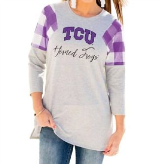 Gameday Couture Tcu Get In Check Tunic In Grey/purple