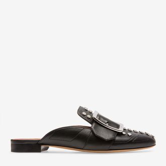 Bally Janesse Womens 6222759 Black Leather Studded Mules