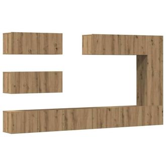 Berkfield Home 7 Piece TV Cabinet Set Wall-mounted Artisan Oak Engineered Wood in Brown