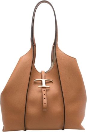 Tod's T Timeless Kleine Shopper - Dames - Shoppers - Bruin - ONE Size - Leer - Tassen