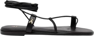 Patrizia Pepe Platte Sandalen - Dames - Sandalen - Zwart - 36 EU - Leer - Schoenen