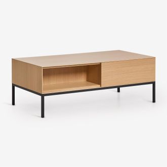 Sklum Mesa De Centro Rectangular 120x60 Cm En Mdf Y Chapa De Roble Bromley Sklum