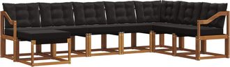 vidaXL Conjunto De Sof&aacute;s De Exterior 8 Uds. Natural Y Negro Vidaxl