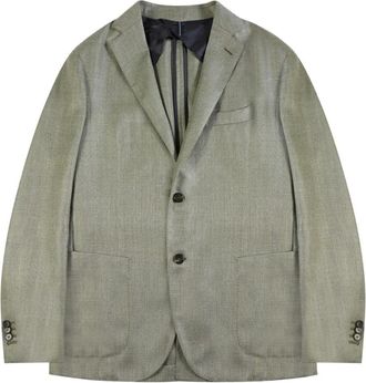 Slowear patch-pocket wool blend blazer - men - Virgin Wool/Silk/Flax/Acetate/Viscose - 46 - Green