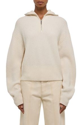 Helmut Lang Balaclava Quarter Zip Hoodie in Ivory at Nordstrom, Size X-Large