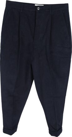 Ami Paris Carrot Trousers in Navy Blue Cotton
