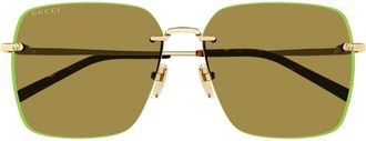 Gucci Gucci Gg1955sa Linea Institutional Logo 004 Gold Green Sunglasses