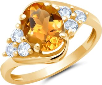 MAX + STONE 10k Yellow or White Gold Oval Cut Gemstone Sunburst Halo Ring
