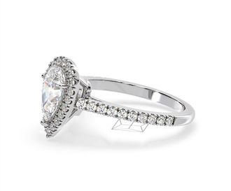 The Diamond Store Diana Lab Diamond Pear Halo Engagement Ring Platinum 2.60ct F/VS1