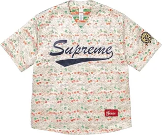SUPREME SS26 Floral Jacquard Baseball Jersey White SUP-SS26-140-WHT