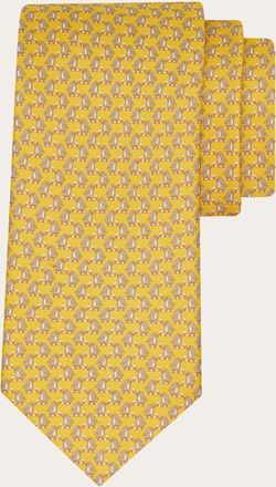 Ferragamo Uomo Cravatta in seta stampa Pinguino Giallo