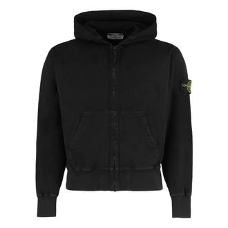 Stone Island Zip-throughs, male, Black, L, Hoodie Cardigan
