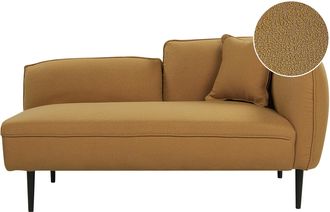 Beliani Beliani - Chaise Longue Boucl&eacute; Derecho Con Coj&iacute;n Patas De Metal Mostaza Chevannes