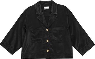 Ganni Camicia con revers a lancia - Nero