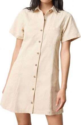 Lilla P Twill Paneled Shirt Dress In Eggshell