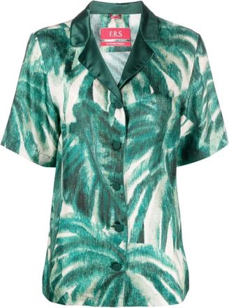 F.R.S. For Restless Sleepers Groene Palazzo Shirt met Japanse Tak Print - Dames - Overhemden - Groen - XS - Overhemden
