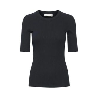 Inwear Navy Dagnalw T-shirt met ribboord - Dames - Tops - Blauw - Maat: S