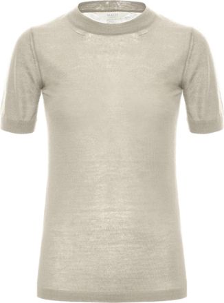 Malo Short-Sleeved Fine-Knit Cashmere Top with Classic Round Neckline