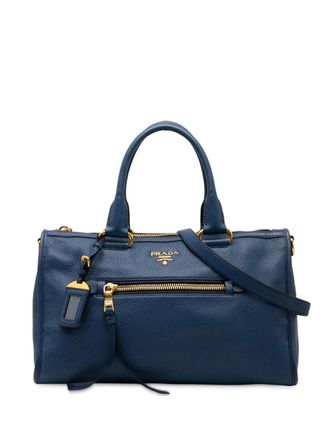 Prada 2000-2025 Vitello Daino Zip Top satchel - women - Calf Leather/Leather - One Size - Blue