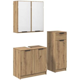 vidaXL Juego De Muebles De Ba&ntilde;o Con Caj&oacute;n 3 Pcs Roble Artesanal Vidaxl