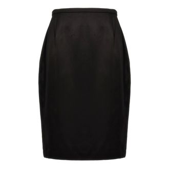 Saint Laurent Satin Pencil Skirt - female - Saint Laurent - Leather Skirts - Black - S - Skirts