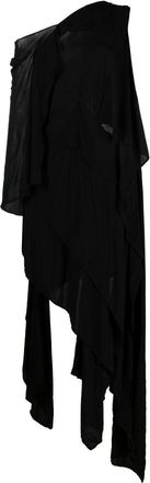 Yohji Yamamoto asymmetric cotton-blend dress - women - Cotton/Rayon - 2 - Black