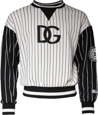 Dolce & Gabbana Black White Stripes Logo Sweatshirt Mens Sweater (Pre-Owned)