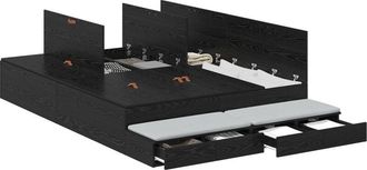 vidaXL Cama Con Almacenamiento Roble Negro 226.5 X 135 X 31.5 Cm Vidaxl