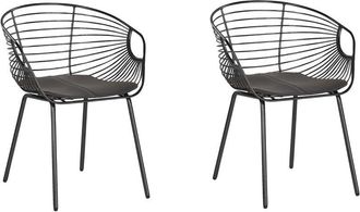 Beliani Beliani - Conjunto De 2 Sillas De Comedor Dise&ntilde;o De Alambre De Metal Negro Asiento De Piel Sint&eacute;tica Negro Glam Industrial Moderno Hoback
