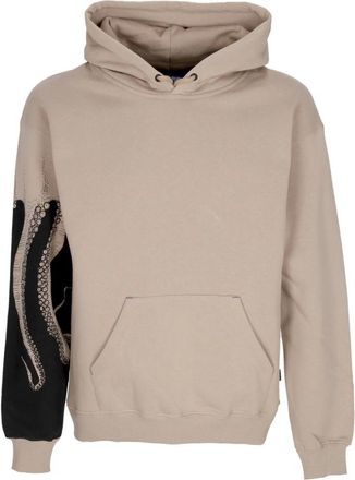 Octopus Hoodie met geribbelde onderkant - Heren - Hoodies - Beige - M - Katoen - Hoodies & sweatvesten