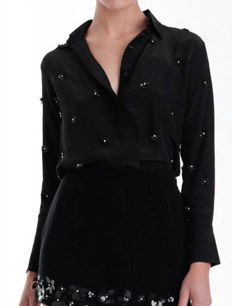 Karina Grimaldi Bella Embroidered Blouse In Black