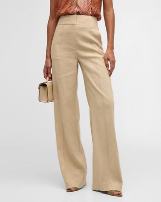 Veronica Beard Cruz Stretch-Linen Pants