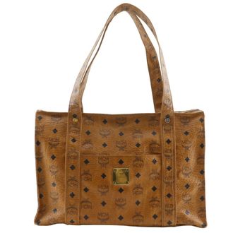 MCM Mcm Brown Pvc Tote Bag (Pre-Owned)